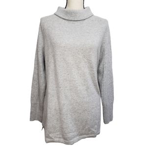 Talbots Pullover Sweater NEW Gray Cashmere XLp L/S Cowl Mock Neck NWT $1…